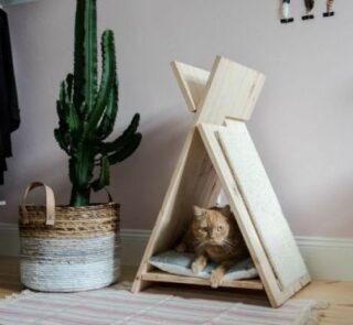 Masif Ahşap Kedi Evi - HGT250
